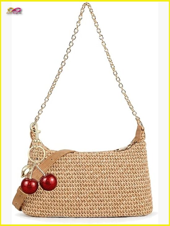 Handbags - Cherry Straw Shoulder Bag Summer Woven Crossbody Purse Beach Vacation Tote Hobo